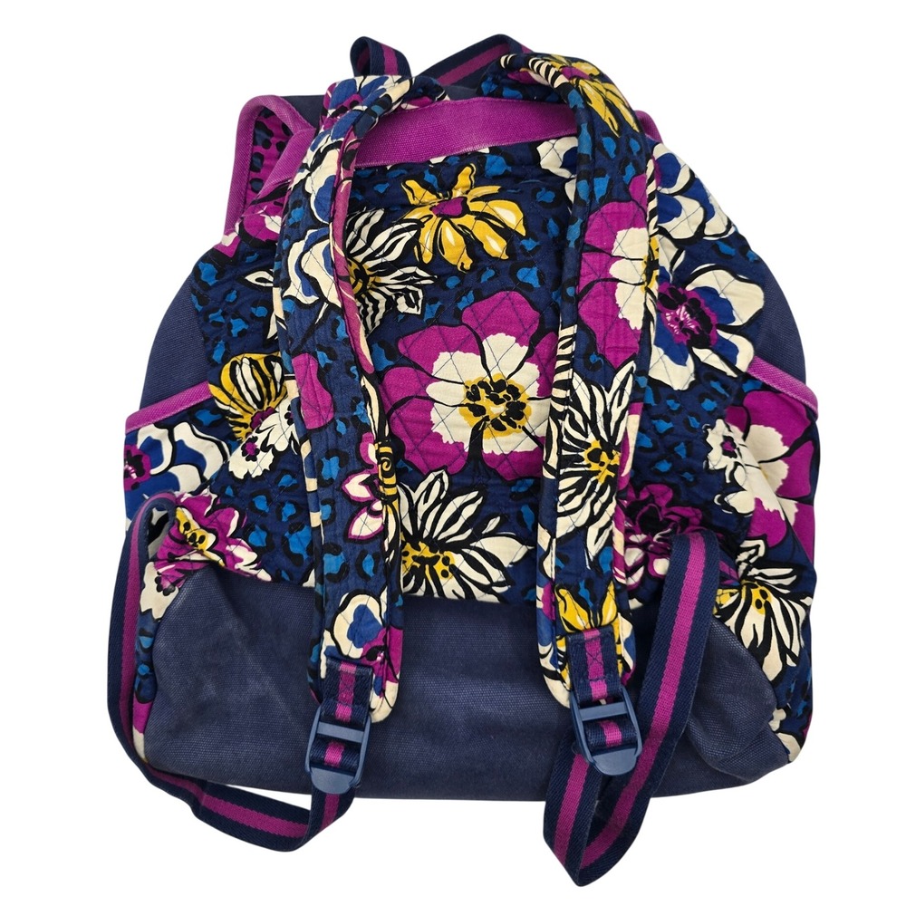 Vera Bradley African Violet Floral Backpack Navy Pink Retired Quilted Cotton